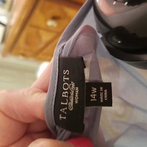 TALBOTS 2 piece blue blouse with sequin accents with a spaghetti strap camisole - Picture 9 of 12